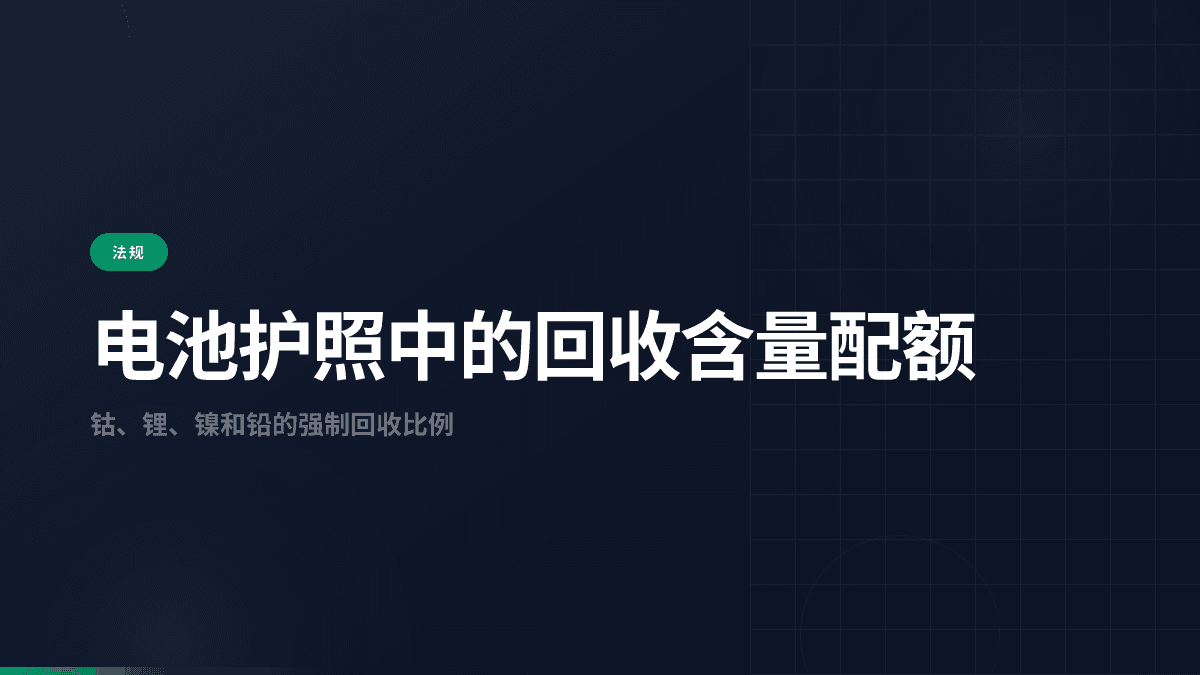 电池护照回收含量:2031年配额指南